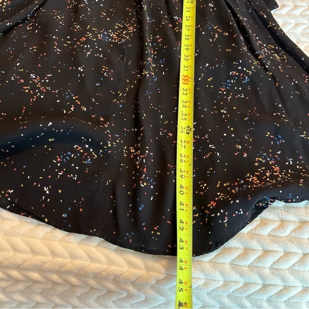 A.L.C Samantha Midi Black Dress with Multicolor Speckles, long Sleeve, 100% silk - Picture 11 of 16